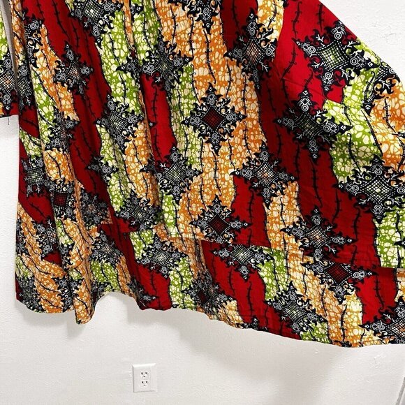 Vintage 90s Multicolor Fit And Flare Short Dress OSFA Hi Lo Hem Artsy Colorful - Picture 4 of 12